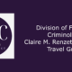 DFC logo with text that reads "Division of Feminist Criminology Claire M. Renzetti Domestic Travel Grant"